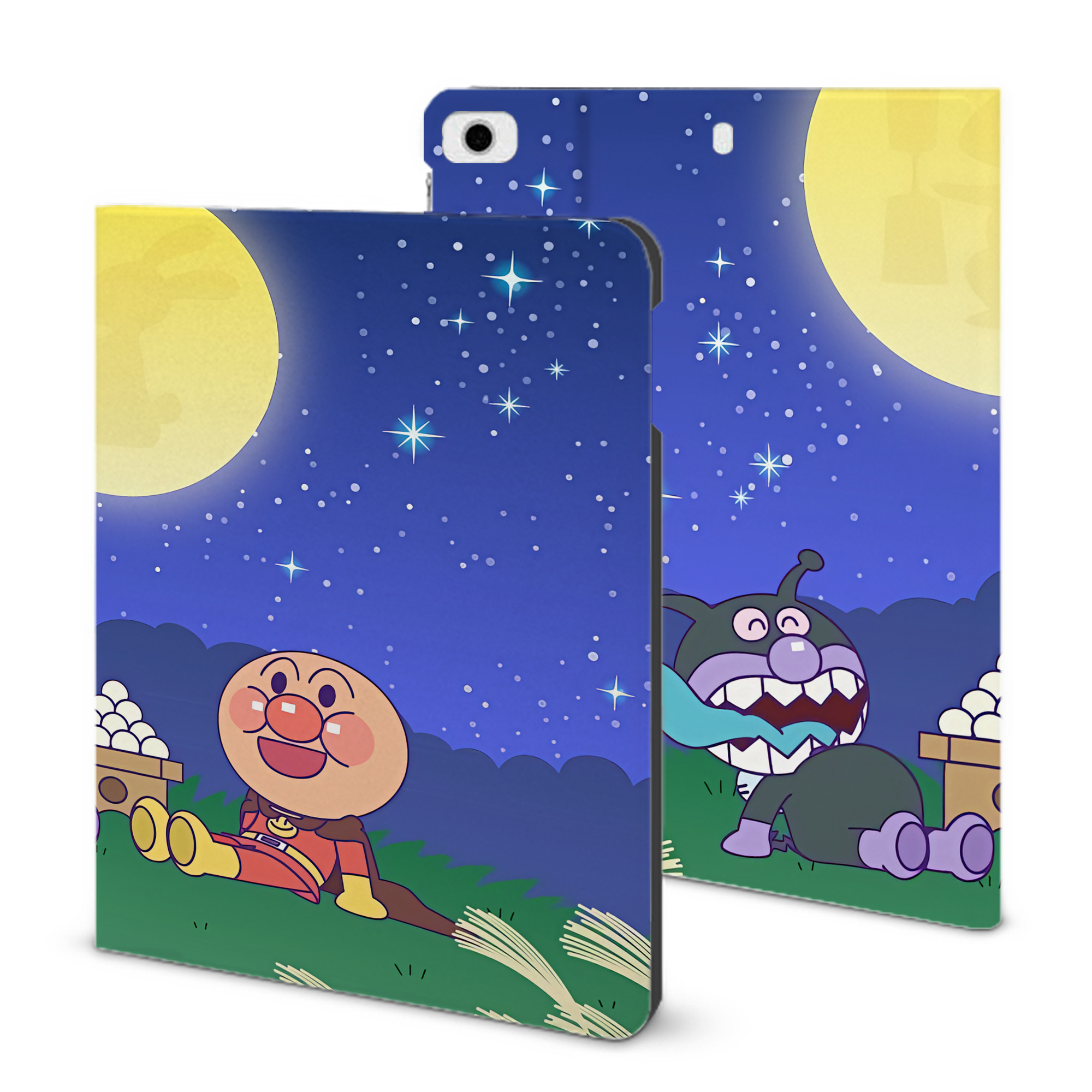 （画像用） アンパンマン Anpanman IPad ケース ブック型 PUレザー TPU 耐衝撃 軽量 薄型 ペン収納なし 全面保護 IPad 各モデル対応